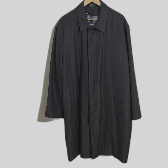 Kenneth Cole Men's Dark Brown Trench Overcoat Coat Removable Liner 46R Classic - Picture 1 of 16